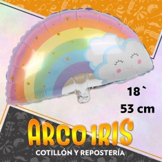 Mylar 18 Arco Iris Pastel Metal Xu - 53 Cm Con Nubecita Globo Metalizado Papel