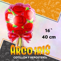 Mylar 16 Ramo Flores Xu 40 Cm Love You Globo Metalizado Papel