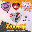 Mylar 18 Corazon Estampado Metal X 10 - 46 Cm Valentin Te Amo/te Quiero/feliz Cumple/kisses/varios Disenos Globo Metalizados