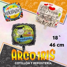 Mylar 18 Cuadrado Estampado Metal X 10 - 46 Cm Te Amo/te Quiero/futbol/feliz Cumple/varios Disenos Globo Metalizado Papel