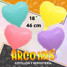 Mylar 18 Corazon Liso Pastel X 10 - Varios Colores 46 Cm Valentin Globo Metalizado Papel