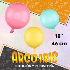 Mylar 18 Redondo Liso Pastel X 10 - 46 Cm Varios Colores Globo Metalizado Papel