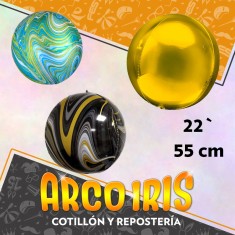 Mylar 22/24 Esfera 4d Metal X 5 - Jaspeada Varios Colores Globo Metalizado Papel