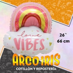 Mylar 26 Arco Iris Bb Metal Xu - 66 Cm Love Vibes Globo Metalizado Papel
