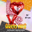 Mylar 36 Frase Love Metal Xu - Rojo-rosa 91 Cm Valentin Impreso Corazones Globo Metalizado Papel