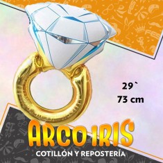 Mylar 29 Anillo Diamante Metal Xu - 70 Cm Aprox Globo Metalizado Papel