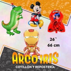 Mylar 26 Personaje Silueta Metal Xu - 66 Cm Vaca/gallo/cerdita/fantasmas/perros/perra/mickey/minnie/paw Patrol/peppa Pig/amo