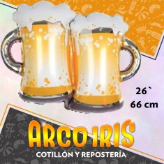 Mylar 26 Jarras Chopp Cerveza Metal Xu - 66 Cm San Patricio Globo Metalizado Papel Brindando Cheers