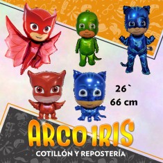 Mylar 26 Personajes Heroes Metal Xu - 66 Cm Pjmask Globo Metalizado Papel