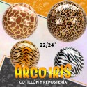 Mylar 22/24 Esfera 4d Metal Xu - Animal Print Varios Colores Globo Metalizado Papel