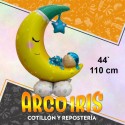 Mylar 44 Luna Con Bebe Y Almohadon Metal Xu - 110 Cm Estrellas Globo Metalizado Papel
