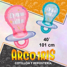 Mylar 40 Chupete Metal Xu - 98 Cm Es Una Nena-es Un Nene Globo Metalizado Papel