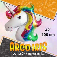 Mylar 42 Unicornio Gigante Metal Xu - 106 X 76 Cm Globo Metalizado Papel