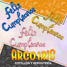 Mylar Frase Cursiva Feliz Cumple Metal Xu - Plata/dorado/azul/rosa Gold/rose Foil Balloons Globo Metalizado Papel