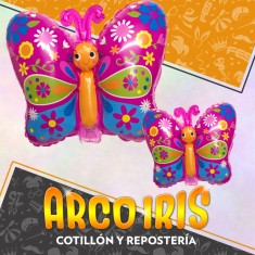 Mylar Plastico Mariposa Con Portaglobo Xu - Globo Metalizado Papel