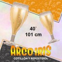 Mylar 40 Copa Champagne Metal Xu - 101 Cm Globo Metalizado Papel