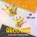Mylar 40 Corona Dorada Metal Xu - 101 Cm Globo Metalizado Papel
