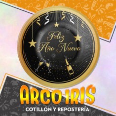 Plato Feliz Ano Nuevo X 8 - Con Stamping Navidad Gold Mundo