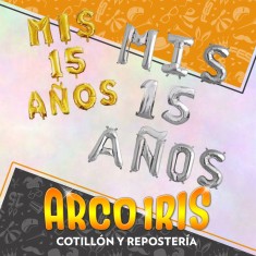 Mylar Frase Cursiva Mis 15 Anos Metal Xu - Plat/dor/azul/rosa Gold/rose Foil Balloons Globo Metalizado Papel