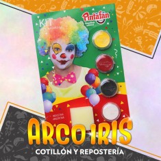 Maquillaje Pasta 2g X 4 - Payaso Con Esponja Amarillo-negro-blanco-rojo Pintafan