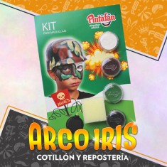 Maquillaje Pasta 2g X 4 Soldado Con Esponja Verde Halloween Pintafan