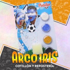 Maquillaje Pasta 2g X 4 - Deporte Con Esponja Amarillo-negro-blanco-celeste Mundial Pintafan