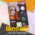 Maquillaje Pasta 2g X 4 Halloween 2 Con Esponja Blanco-negro-lila-verde-terror Pintafan