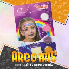 Maquillaje Pasta 2g X 4 Arco Iris Con Esponja Lila-rosa-amarillo-blanco Halloween Pintafan
