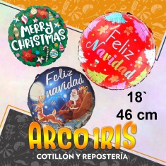 Mylar 18 Redondo Estampado Metal X 50 - 46 Cm Navidad Paquete Cerrado