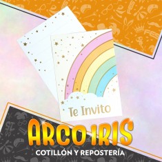 Arco Iris Invitacion X 10 - Remplaza Linea Nubecita