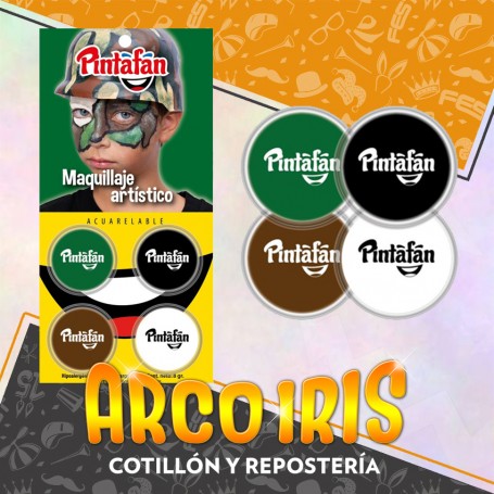 Maquillaje Pasta 2g X 4 Soldado Con Esponja Verde Halloween Pintafan