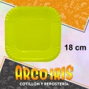 Plato Amarillo 18 Cm Cuadrado X 8 - Polipapel Festcopack