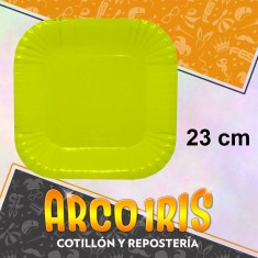 Plato Amarillo 23 Cm Cuadrado X 8 - Polipapel Festcopack