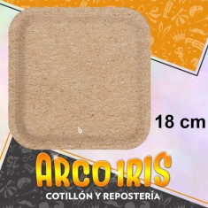 Plato Kraft 18 Cm Cuadrado X 8 - Polipapel Festcopack