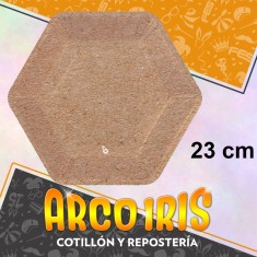 Plato Kraft 23 Cm Hexagonal X 8 - Polipapel Festcopack