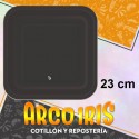 Plato Negro 23 Cm Cuadrado X 8 - Polipapel Festcopack