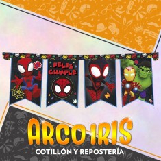 Spidey Banderin Feliz Cumpleanos Xu - Articulado Marvel Spidey