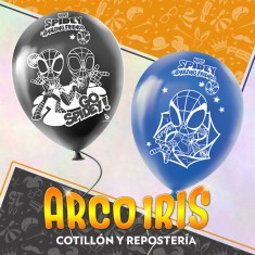 Spidey Globos Premium X 6 - Latex 12 Impresion Total Marvel Spidey