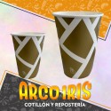 Vaso Dorado Elegante 12 Onzas X 8 - Polipapel A Rayas Blancas Festcopack