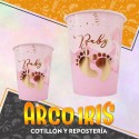 Vaso Baby Rosa Stamp 8 Onzas X 8 - Polipapel Festcopack