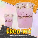 Vaso Felicidades Rosa Stamp 8 Onzas X 8 - Polipapel Festcopack