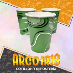 Vaso Ondas Verde Stamp 8 Onzas X 8 - Polipapel Festcopack