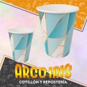 Vaso Marmolado Celeste Stamp 8 Onzas X 8 - Polipapel Festcopack