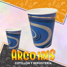 Vaso Ondas Azul Stamp 8 Onzas X 8 - Polipapel Festcopack