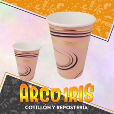 Vaso Ondas Rosa Stamp 8 Onzas X 8 - Polipapel Festcopack