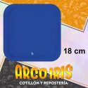 Plato Azul 18 Cm Cuadrado X 8 - Polipapel Festcopack