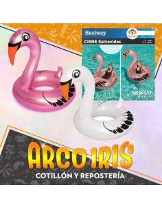 Flota Salva Vidas Cisne 165 X 117 Cm Xu Rosa/celeste - Bestway Inflable Premium Verano