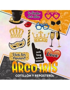 Foto Booth Nos Casamos - Props Set Para Fotos Divertidas Gold Mundo