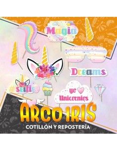 Foto Booth Unicornio Props - Set Para Fotos Divertidas Gold Mundo