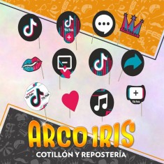 Tik Tok Foto Booth Tik Tok - Props Set Para Fotos Divertidas Gold Mundo